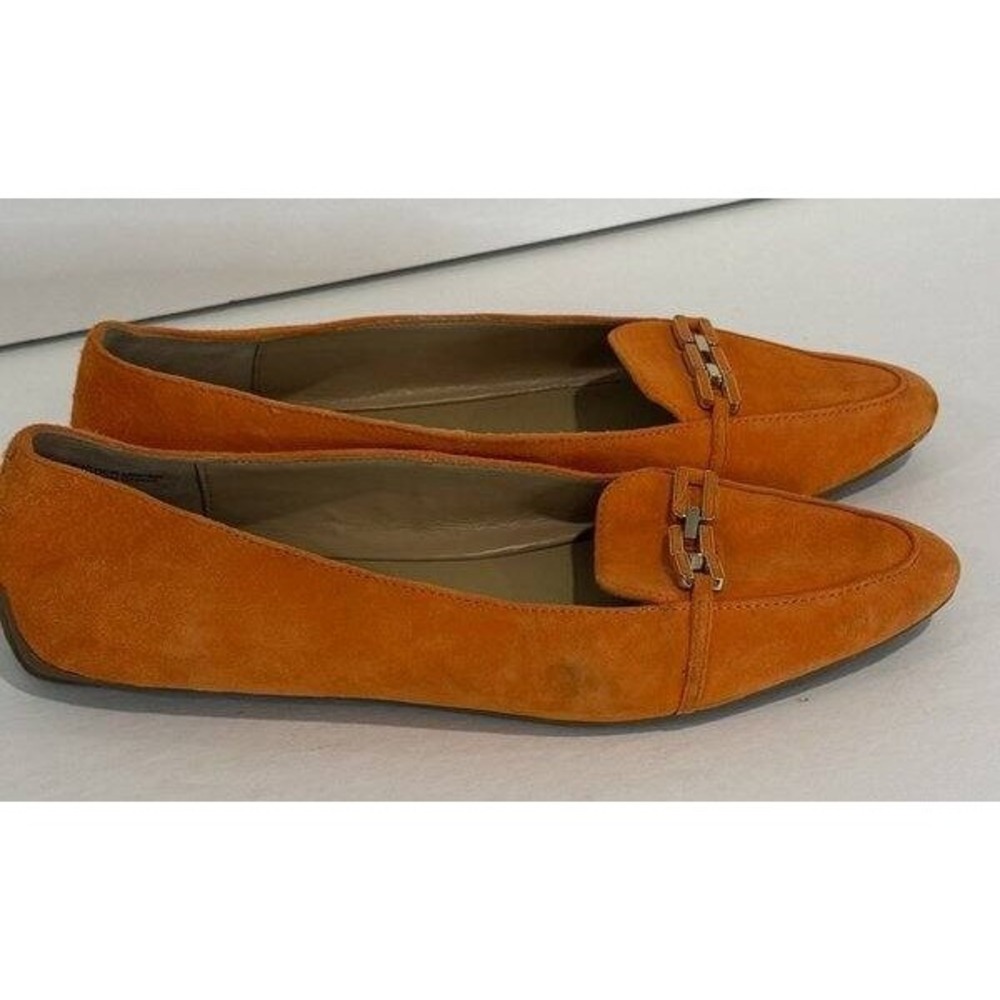 Talbots Francesca Link Suede Leather Driving Flats Orange Size 7.5 - Picture 4 of 12